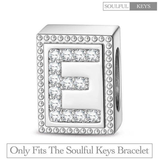 gona- Letter E Tarnish-resistant Silver Rectangular Charms In White Gold Plated