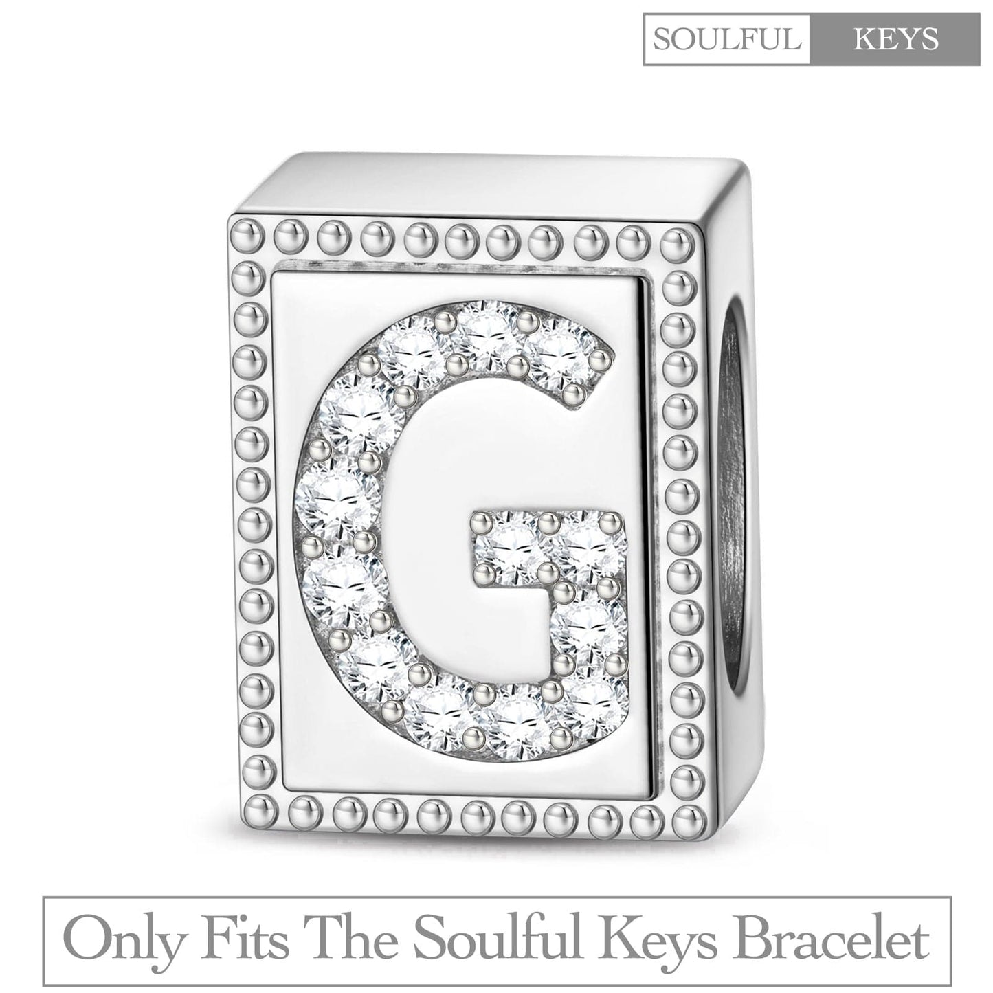 Letter G Tarnish-resistant Silver Rectangular Charms In White Gold Plated