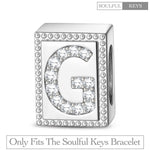 Letter G Tarnish-resistant Silver Rectangular Charms In White Gold Plated