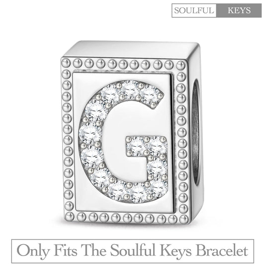 gona- Letter G Tarnish-resistant Silver Rectangular Charms In White Gold Plated