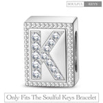 Letter K Tarnish-resistant Silver Rectangular Charms In White Gold Plated