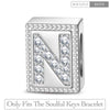 Letter N Tarnish-resistant Silver Rectangular Charms In White Gold Plated
