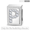 Letter P Tarnish-resistant Silver Rectangular Charms In White Gold Plated