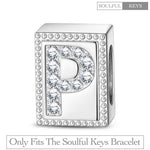Letter P Tarnish-resistant Silver Rectangular Charms In White Gold Plated