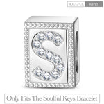 Letter S Tarnish-resistant Silver Rectangular Charms In White Gold Plated