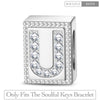 Letter U Tarnish-resistant Silver Rectangular Charms In White Gold Plated