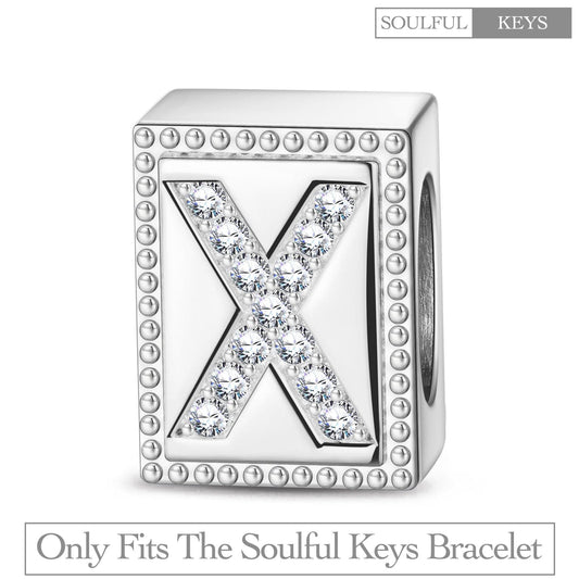 gona- Letter X Tarnish-resistant Silver Rectangular Charms In White Gold Plated