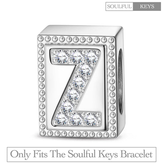 gona- Letter Z Tarnish-resistant Silver Rectangular Charms In White Gold Plated