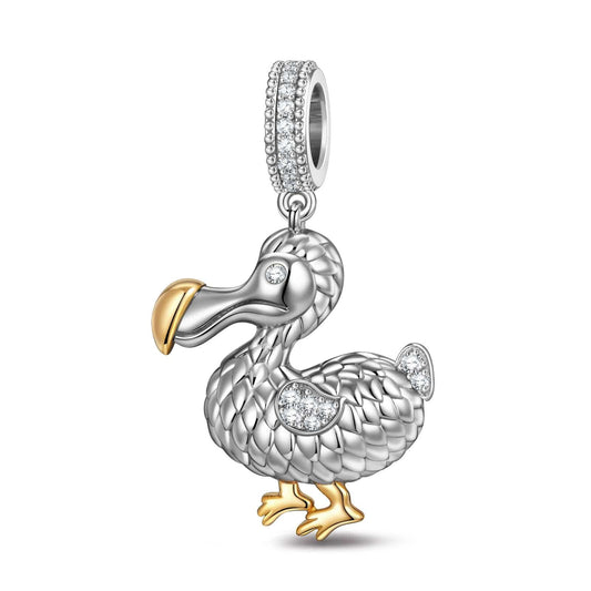 gona- Dodo Tarnish-resistant Silver Animal Dangle Charms In White Gold Plated