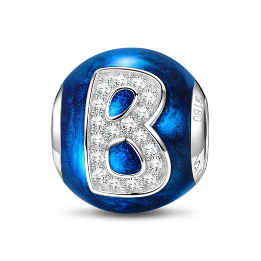 gona- Letter B Tarnish-resistant Silver Charms With Enamel In White Gold Plated