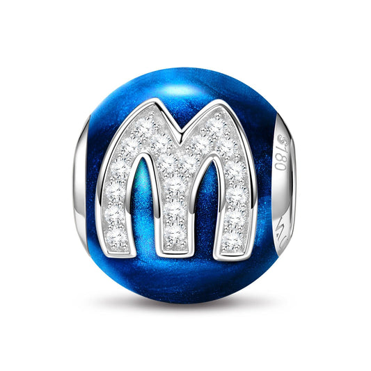gona- Letter M Tarnish-resistant Silver Charms With Enamel In White Gold Plated