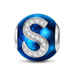 Letter S Tarnish-resistant Silver Charms With Enamel In White Gold Plated