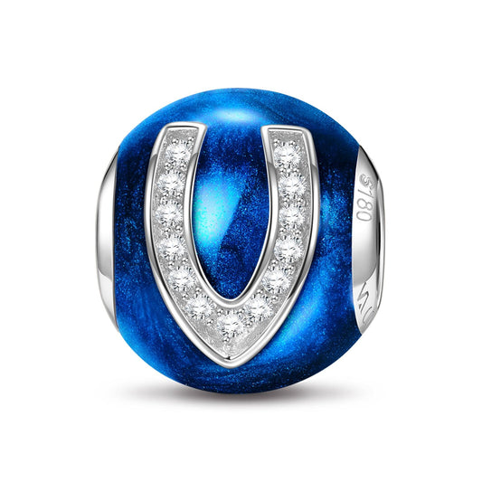 gona- Letter V Tarnish-resistant Silver Charms With Enamel In White Gold Plated