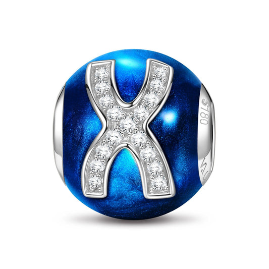 gona- Letter X Tarnish-resistant Silver Charms With Enamel In White Gold Plated