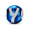 Letter Y Tarnish-resistant Silver Charms With Enamel In White Gold Plated