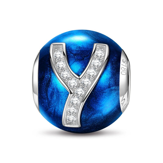 gona- Letter Y Tarnish-resistant Silver Charms With Enamel In White Gold Plated