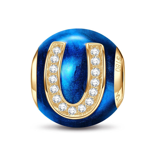gona- Letter U Tarnish-resistant Silver Charms With Enamel In 14K Gold Plated
