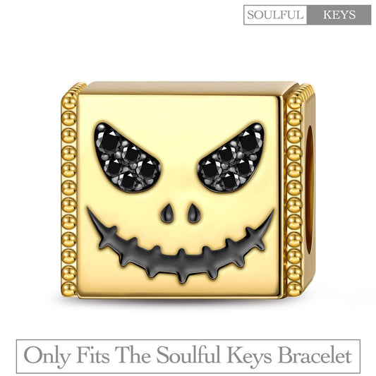 gona- Evil Smile Tarnish-resistant Silver Rectangular Charms With Enamel In 14K Gold Plated