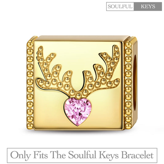 gona- Reindeer Tarnish-resistant Silver Rectangular Charms In 14K Gold Plated