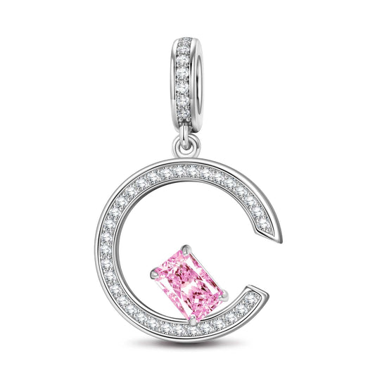 gona- Fancy Pink Skylight Sparkle Tarnish-resistant Silver Dangle Charms In White Gold Plated