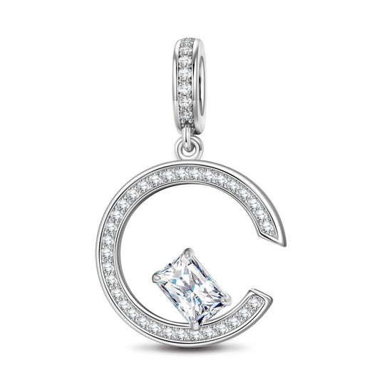 gona- Diamond White Skylight Sparkle Tarnish-resistant Silver Dangle Charms In White Gold Plated