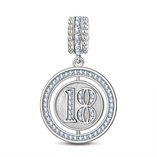 gona- Number 18 Tarnish-resistant Silver Dangle Charms In White Gold Plated