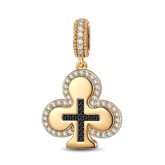 gon- Black Cross in the Spades Tarnish-resistant Silver Dangle Charms In 14K Gold Plated