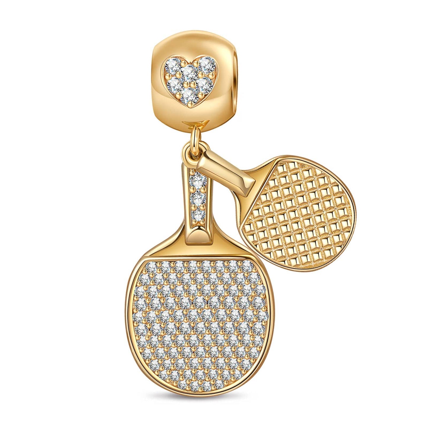 Table Tennis Tarnish-resistant Silver Dangle Charms In 14K Gold Plated