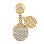 Table Tennis Tarnish-resistant Silver Dangle Charms In 14K Gold Plated