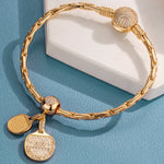 Table Tennis Tarnish-resistant Silver Dangle Charms In 14K Gold Plated