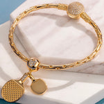 Table Tennis Tarnish-resistant Silver Dangle Charms In 14K Gold Plated
