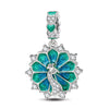 Peacock Tarnish-resistant Silver Animal Dangle Charms With Enamel In White Gold Plated