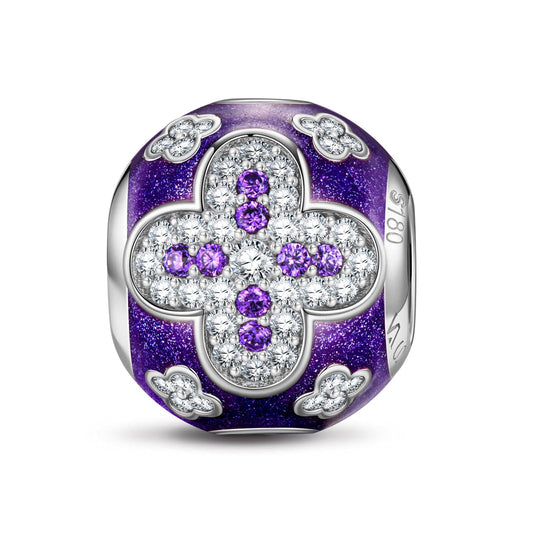 gona- Diamond Clover Tarnish-resistant Silver Charms With Enamel In White Gold Plated