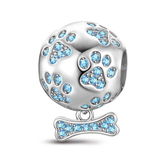 gona- Pawprints and Bones Tarnish-resistant Silver Dangle Charms In White Gold Plated