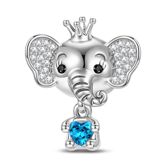 gona- Elephant Queen Tarnish-resistant Silver Animal Dangle Charms In White Gold Plated - Heartful Hugs Collection