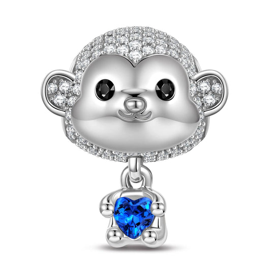 gona- Cheerful Monkey Tarnish-resistant Silver Animal Dangle Charms In White Gold Plated - Heartful Hugs Collection