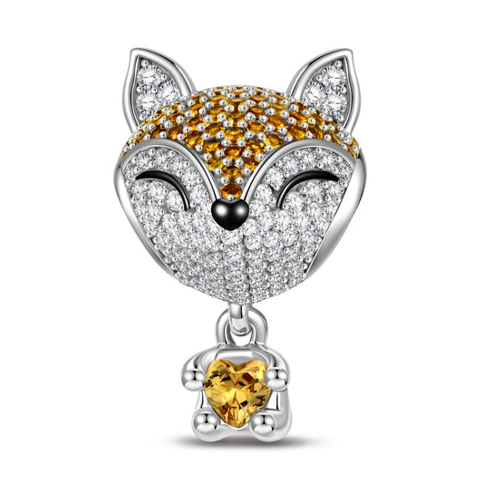 gona- Clever Little Fox Tarnish-resistant Silver Animal Dangle Charms In White Gold Plated - Heartful Hugs Collection