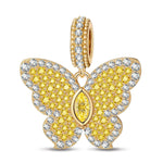 Butterfly Ballet Tarnish-resistant Silver Dangle Charms In 14K Gold Plated