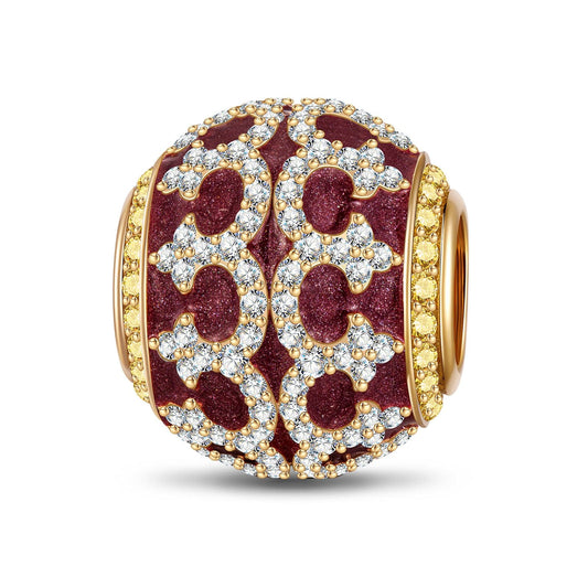 gona- Graceful Red Tarnish-resistant Silver Charms With Enamel In 14K Gold Plated