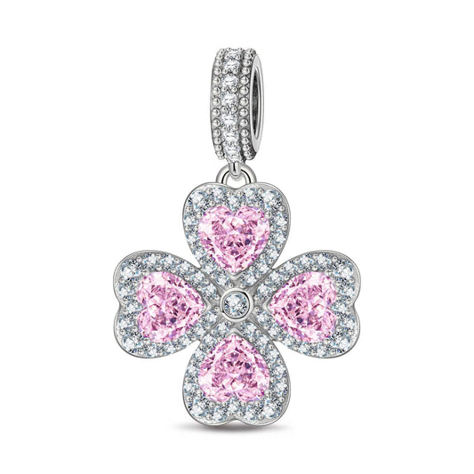 gona- Dazzling Clover Tarnish-resistant Silver Dangle Charms In White Gold Plated