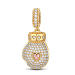 Baseball Heart Tarnish-resistant Silver Dangle Charms In 14K Gold Plated