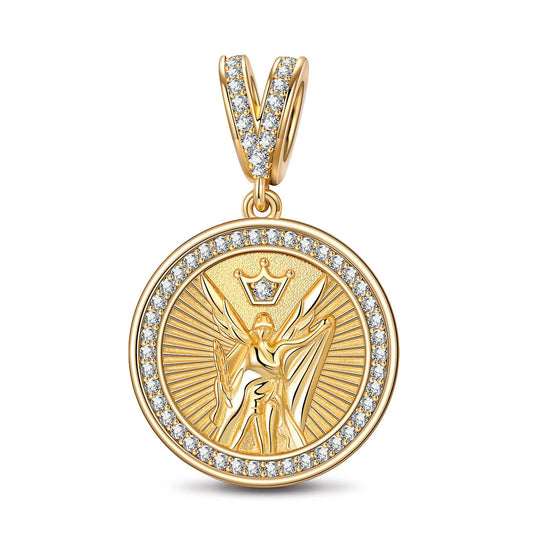 gon- Victory Goddess Tarnish-resistant Silver Dangle Charms In 14K Gold Plated