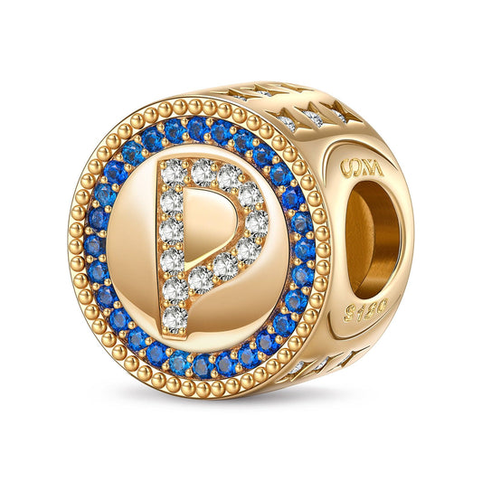 gona- Paris: A New Age - Letter P Tarnish-resistant Silver Charms In 14K Gold Plated