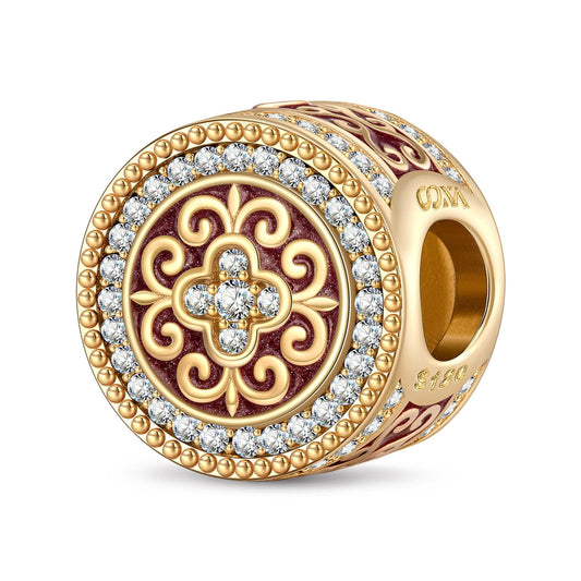 gona- Iris of Prosperity Tarnish-resistant Silver Charms With Enamel In 14K Gold Plated