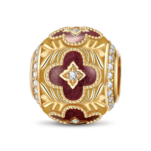 gona- Clover Shaped Window Tarnish-resistant Silver Charms With Enamel In 14K Gold Plated