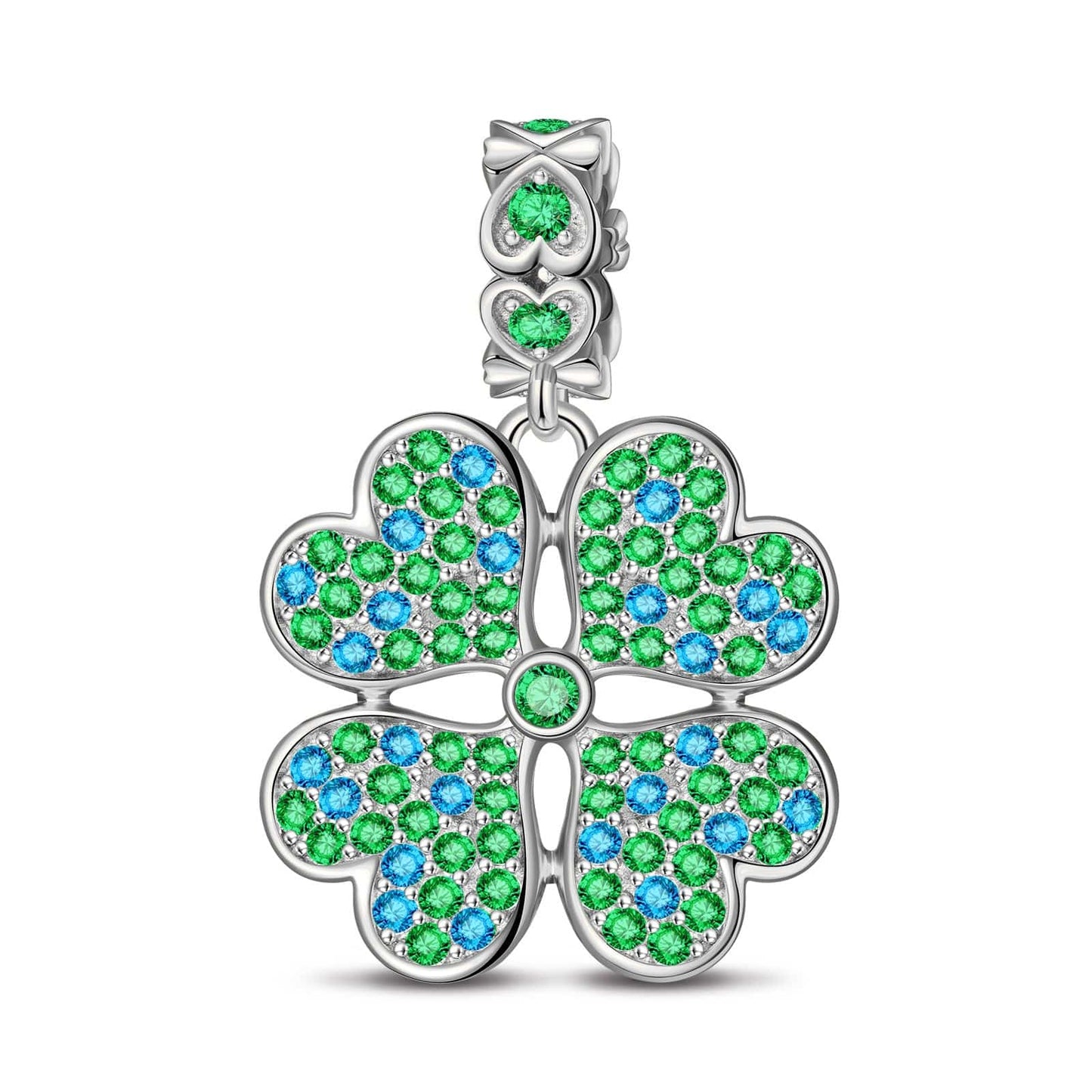 Opulent Clover Golden Stars Tarnish-resistant Silver Dangle Charms In White Gold Plated