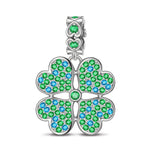 Opulent Clover Golden Stars Tarnish-resistant Silver Dangle Charms In White Gold Plated