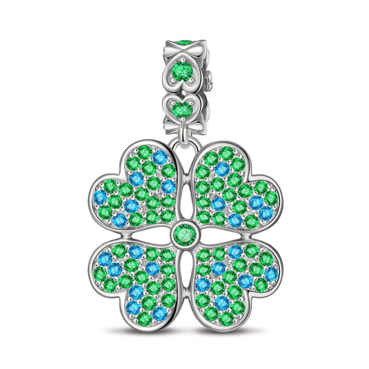 gona- Opulent Clover Golden Stars Tarnish-resistant Silver Dangle Charms In White Gold Plated