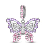 Lilac Butterfly Tarnish-resistant Silver Dangle Charms In White Gold Plated