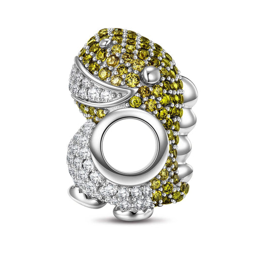 gona- Adorable Tubby Dinosaur Tarnish-resistant Silver Charms In White Gold Plated
